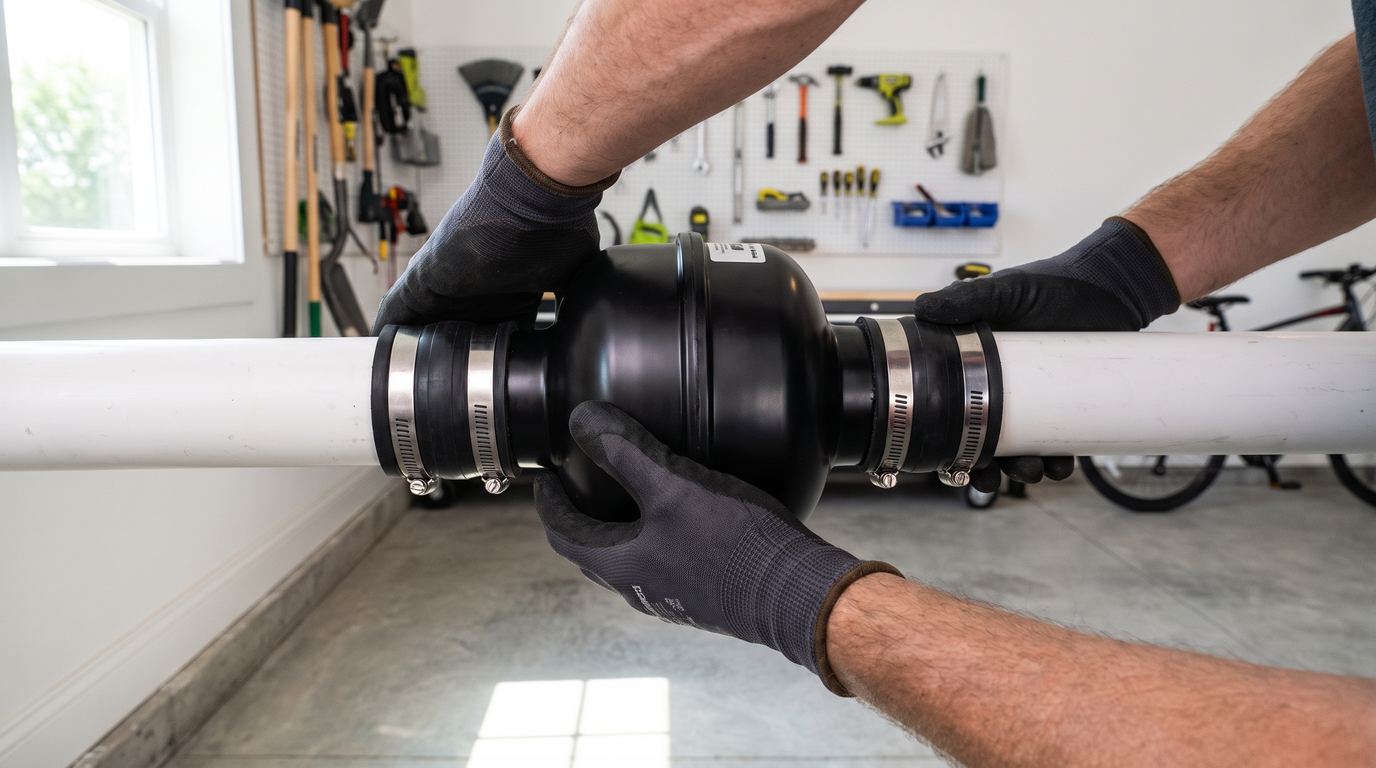 Fitting an inline fan to a builder's passive rough-in pipe